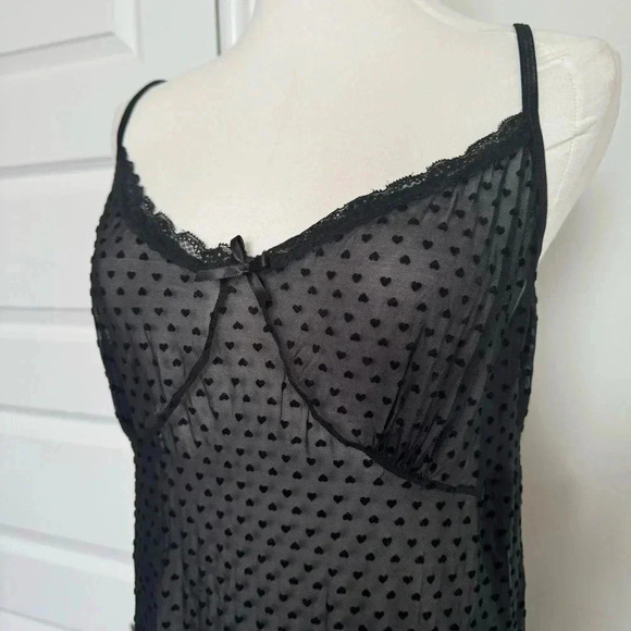 Heart printed mesh lingerie slip  dress M - Picture 4 of 6